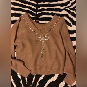 New! SOLDOUT Express Embellished Bow Tie Sweater